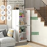 Storage Cabinet, Kitchen Pantry with Doors & Shelf, Tall Storage Cabinet for Bathroom, Living Room, Entryway,White - Image 4