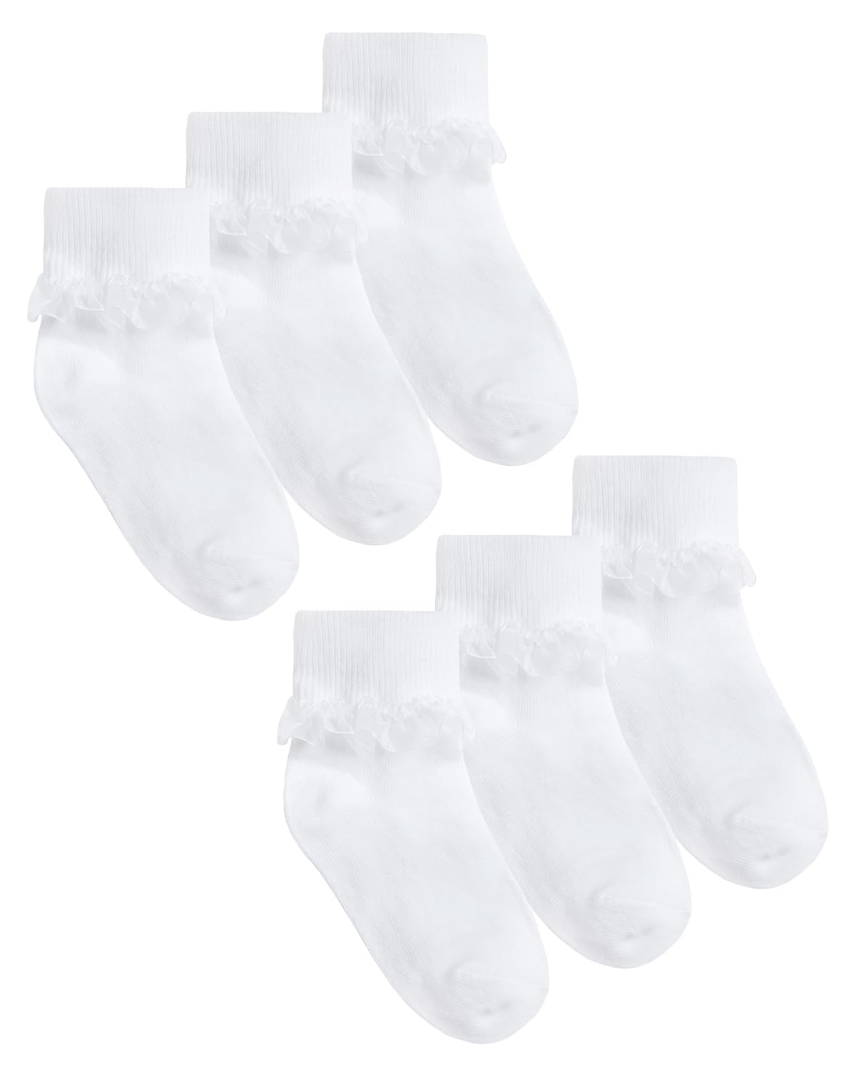 Undercover 6 Pairs Kids Lace Socks 43B187 White 6-8.5
