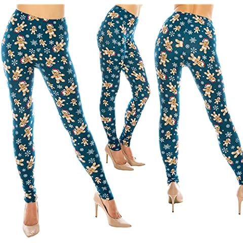 Eevee Women's Ultra Soft Solid & Patterned Leggings - Plus Size (Ginger Bread Man) Cover