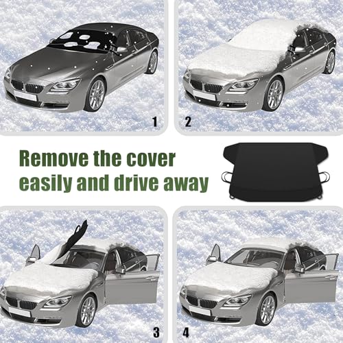 Image of 1 PC Car Front and Rear Windshield Snow Shield, Thickened Car Oxford Cloth Snow and Sunshade All-in-one Cover, Waterproof and Durable Windshield Cover, Universal for Most Cars (Black #1)