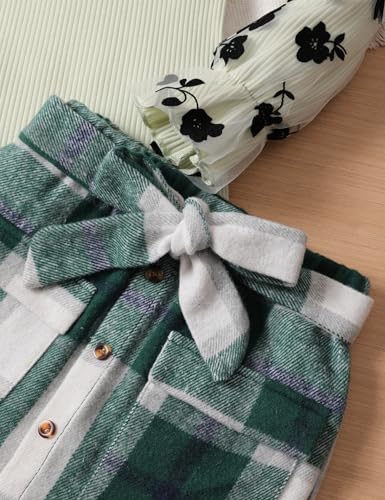 Image of Toddler Girl Clothes Girls Outfits Flare-lace Sleeve Top and Plaid Skirt Dress Fall Winter 2Pcs Girls Clothes 5-12T
