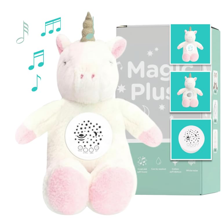 HuBorns - Peluche Veilleuse Bébé Musicale et Lumineuse avec Machine Bruit Blanc Bebe, Veilleuse Bruit Blanc Bebe avec 15 Mélodies, Parfait comme Cadeau...