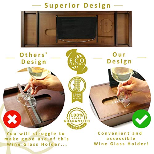 Badplank met boekenhouder - plaats voor kaarsjes en glas wijn