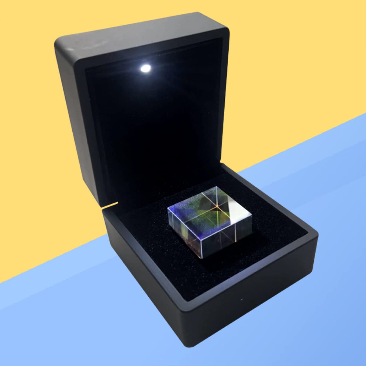 TEHAUX Optical Prism Cube Present Box Rgb Dispersion Prism Tesseract Cube Decoration Light