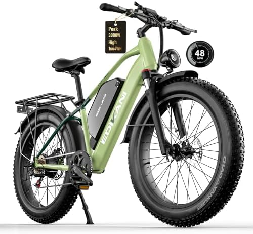 E Bikes for Adults Electric, 48MPH Peak 3000W Electric Bike with 52V 32Ah Battery, 26" Fat Tire Ebike, Fastest Electric Mountain Bike, Up to 130 Miles Electric Bicycle, Hydraulic Brake, 7 Speed Gear