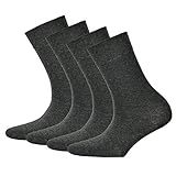 Hudson 4 Paar Damen Socken - Only, Strumpf, Komfortbund, Einfarbig (2x 2-Pack) (Grau Melange (0550), 39-42 (4 Paar))