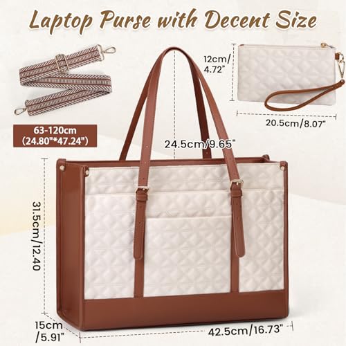 Maletín para portátil 15.6'' para mujer beige y marrón miniatura 5