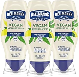 Hellmann's Vegan Dressing and Spread for a Rich, Creamy Plant-Based Alternative to Mayo Vegan Same Great Taste, Plant Based, Free From Eggs 11.5 oz, Pack of 3