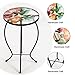 CEDAR HOME Side Table Outdoor Garden Patio Metal Accent Desk with Round Hand Painted Glass