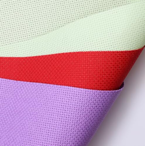 Image of KCS 3 pc of 15 inch x 18 inch(38cmx45cm) Counted Cross Stitch Cotton Aida Cloth Needlework Rolled Fabric Box,14CT,Light Green+Lavender+Red