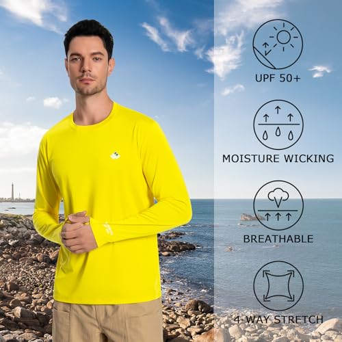 Wildbreath Men’S Upf 50+ Lightweight Long Sleeve Casual T-Shirt Quick Dry Uv Sun Protection For Outdoor Beach Hiking Fishing Exercise Yellow thumb #1