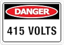 Danger 415 Volts Warning Tin Sign - Home Kitchen Farm Garden Garage Wall Decor Durable Weather-Resistant Suitable Indoor Outdoor Clear Hazard 8X12 Inch Farmhouse Residence Garden Shop Cafe Garage