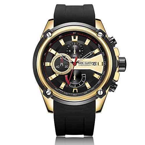 Preisvergleich Produktbild MEGIR Herrenuhr Sport Chronograph Silikonband Quarzwerk Uhr Wasserdichte Beiläufige Uhr Armbanduhr für Herren