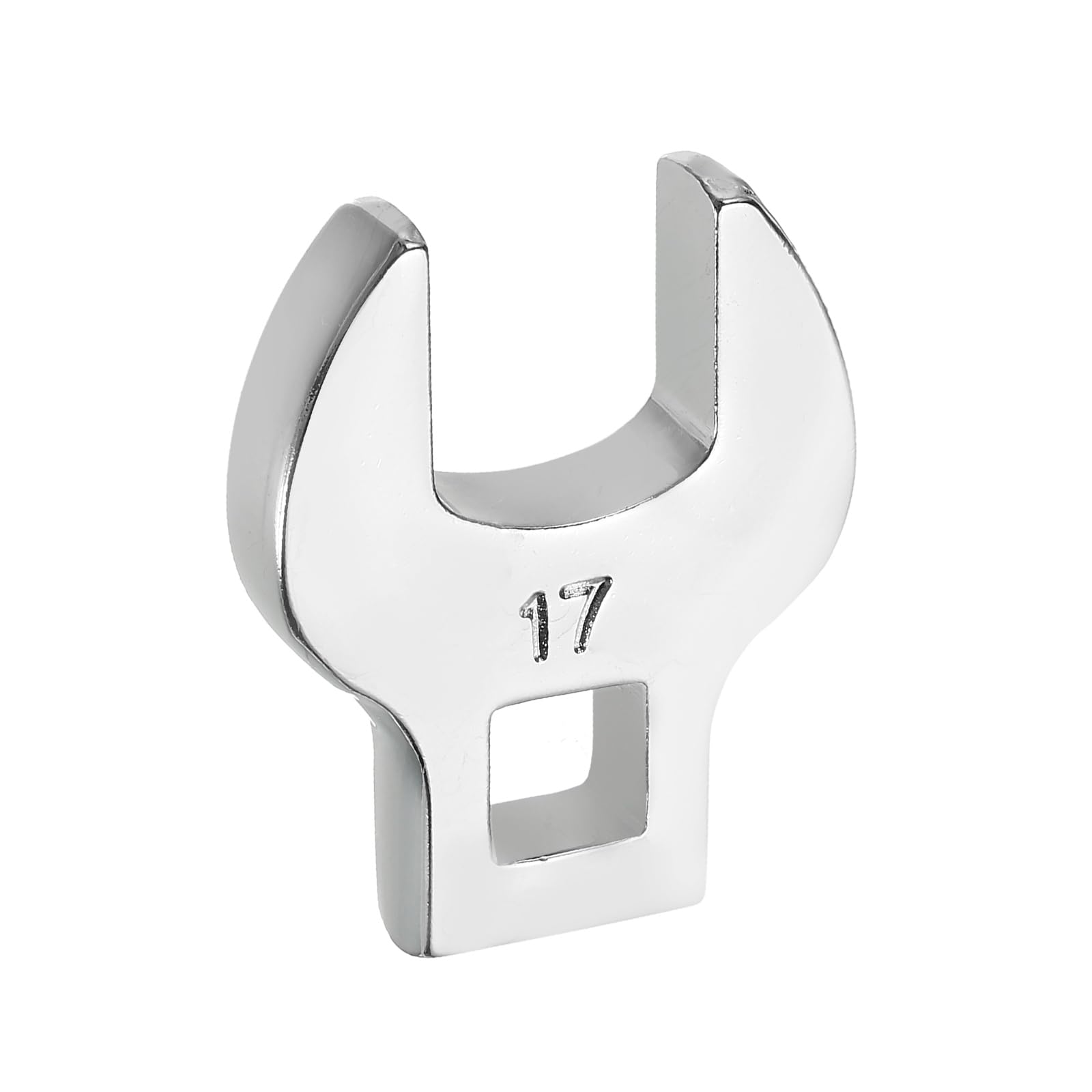 sourcing map Drive Crowfoot Wrench 3/8 Inch 17mm Metric Flare Nut Wrench CR-V Steel Electroplating Open End Crowfoot Spanner for Automotive Repair Mechanics, Bright Silver