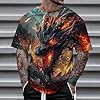 Mens Dragon Summer Short Sleeve Animal Graphic T-Shirt, gray, XXL #2