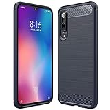 ebestStar - Hülle für Xiaomi Mi 9, Silikon Handyhülle Cover, Carbon Fiber Texture Schutzhülle, Dunkelblau