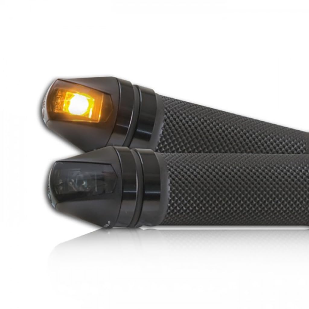 Lenkerenden - Hi-Power-LED Blinker Knight schwarz getönt E-geprüft Universal Motorrad Qaud Roller 1 Paar