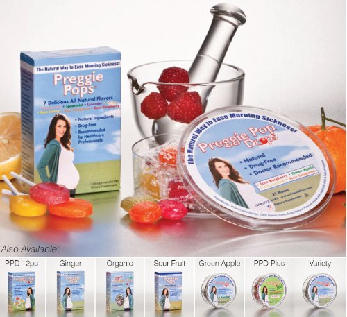 Three Lollies Drops Morning Sickness & Nausea Relief During Pregnancy Safe For Pregnant Mom & Baby Gluten Free 4 Flavors: Lemon, Raspberry, Green Apple, Tangerine 12 Count - Pack Of 1 #TOP6