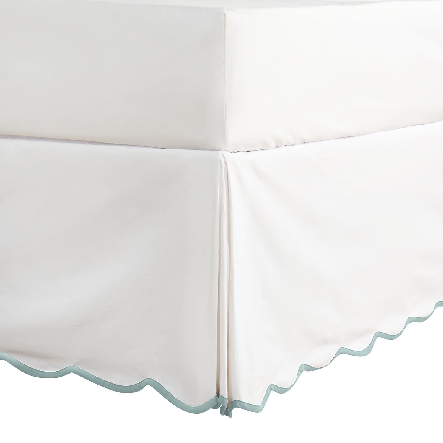 HIG Off-White Chic Bed Valance Sheet Belt Bed Skirt King - 150 x 200cm + 38cm Drop - OEKO-TEX Certified - Easy Fit Scallop Edge Pleated Bed Skirt, Pre-Washed for Long-Lasting Use