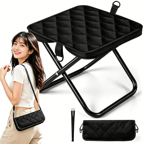 折りたたみ椅子 超軽量 収納袋一体型【5cm収納·耐荷重120kg·1秒開閉】おりたたみ 折り畳み ショルダー付き 持ち運び コンパクト オックスフォード生地 カーボンスチール製 携帯椅子 携帯用マットチェア マルチシーン対応 キャンプ 釣り/バルコニー/観戦/登山 日本語説明書付き