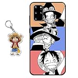 Staremeplz Compatible with Samsung Galaxy S22 Ultra Case Anime Design [with Ace/Luffy/Sabo Figure Keychain], Soft Silicone TPU Animation Cool Phone Case for Samsung Galaxy S22 Ultra