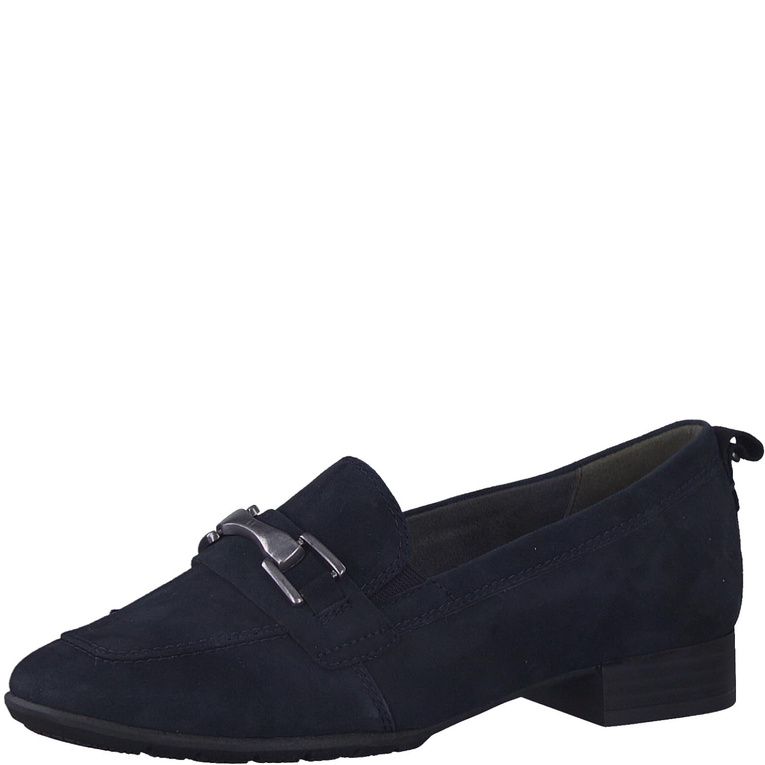 Tamaris Comfort Women’s Loafers Flat Leather Business Slippers Comfort Fit , Navy Suede, 3,5 UK