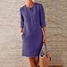 Dark Royal Blue Ladies Casual Button Dresses Long Sleeve Dresses for Women Boat Neck Faux Linen Midi Knee High Loose Fit Thin Basic Fall Summer Dresses 2025 Clothes Fashion L