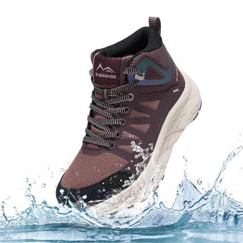 Men's Waterproof Shoes Hiking Trekking Trails Outdoor Lightweight Slip Resistant Cushion Sole Comfortable Work Shoes Walking Boot2
