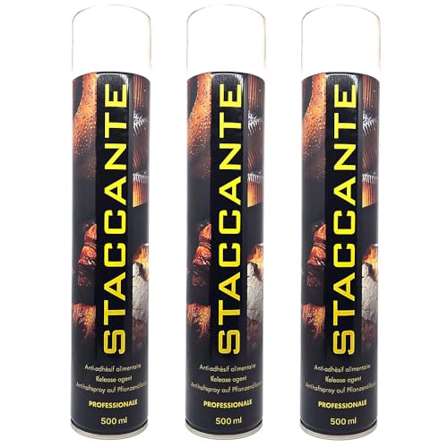 3 pezzi - STACCANTE spray ALIMENTARE per teglie 500ml - spray antiaderente ideale per torte, dolci e salati - per oliare stampi, padelle ecc - VOL 10 ad uso professionale