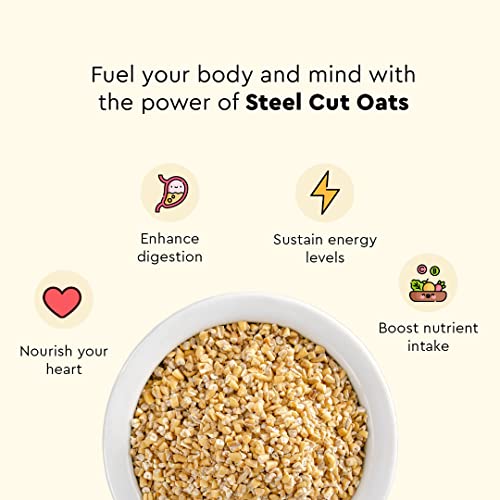 Image of NOURISH YOU Steel Cut Oats | Gluten Free Oats | High in Iron & Fibre | Healthy Protein Breakfast Oatmeal | Diet food for Weight Management | 1.5 KG (Pack of 3)