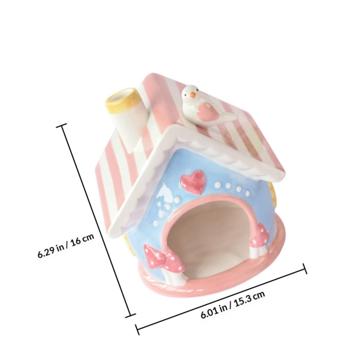 LALAFINA Keramik Haustiernest für Kleine Haustiere mit Niedlicher Form Rosa Keramikhaus als Komfortabler Hamsterschlafplatz und Haustierversteckhütte für Chinchillas