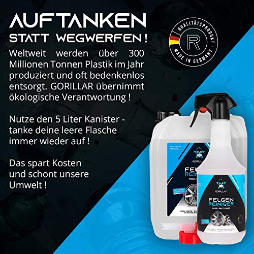 GORILLAR Velgenreiniger 1 L, 1000 ml spray aluminium velgen stalen velgen pH-neutraal zuurvrij - Image 7