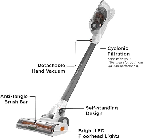 Miniatura 6 de Nostalgia Horno microondas retro para encimera y BLACK+DECKER POWERSERIES+ 20V MAX Aspiradora inalámbrica, luces LED de suelo, tecnología Autosense,
