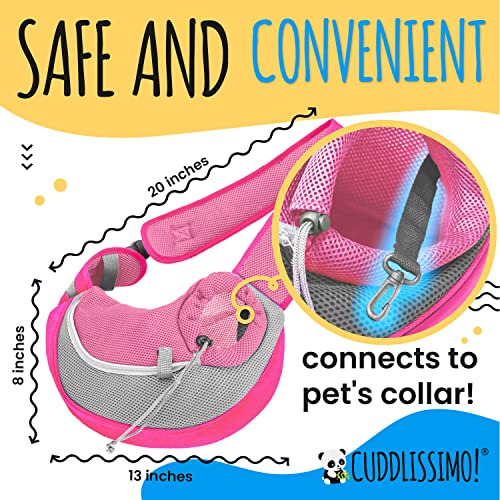 Pet Sling Carrier - Carefully Sized for Teacup & Toy Breed Puppies & Cats (Under 6lb) - Soft Pouch for Small Dogs, Yorkies, Chihuahuas - Ideal for Hands-Free Travel & Walks (Pink)