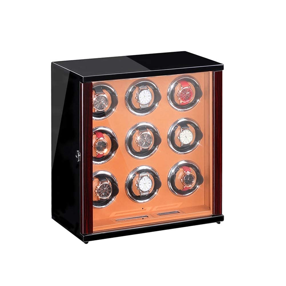 NZPOST Watch Automatic Watch Winder Case Storage Dispaly Box with Quiet Motor and 5 Rotation Modes LED Backlight and LCD Display Remote Control