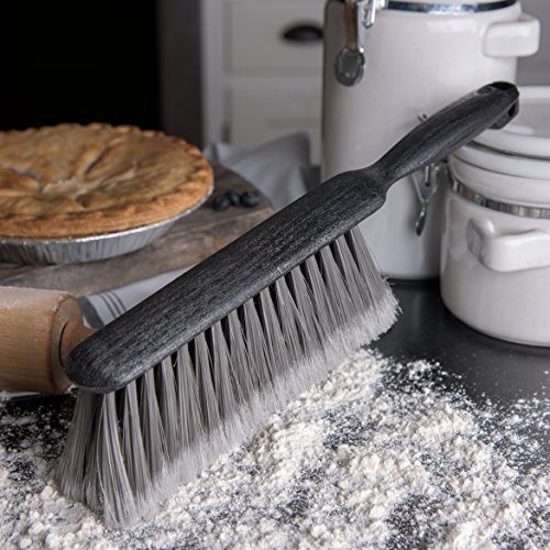 Image of SPARTA Flo-Pac Bench Brush with Flagged Bristles, Small Counter Broom with Handle for Cleaning Smooth Surfaces, 8 inch, 12 Count, Gray
