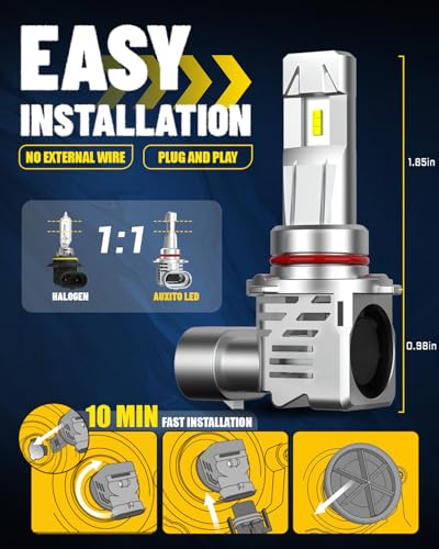 Image of AUXITO 9005 /HB3 LED Bulb, 60W Per Set, Plug N Play, Long Lifespan, 99% Compatibility, 2PCS