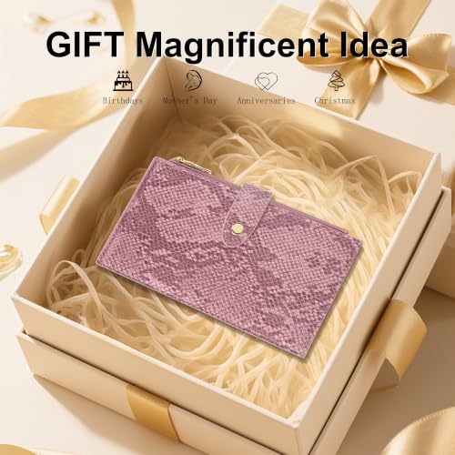 Image of Travelambo Womens Leather Bifold Wallet, Slim RFID Blocking Card Holder