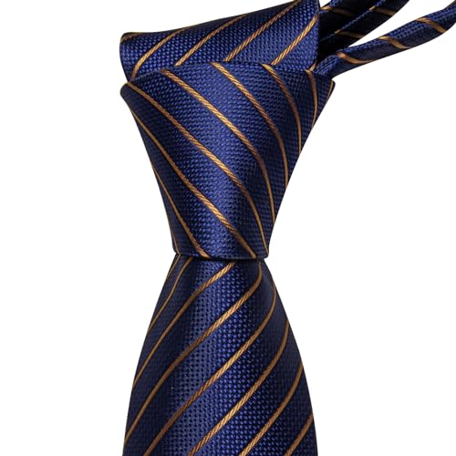 Barry.Wang Conjunto de gravatas masculinas listradas, gravata clássica de tecido com lenço abotoadur