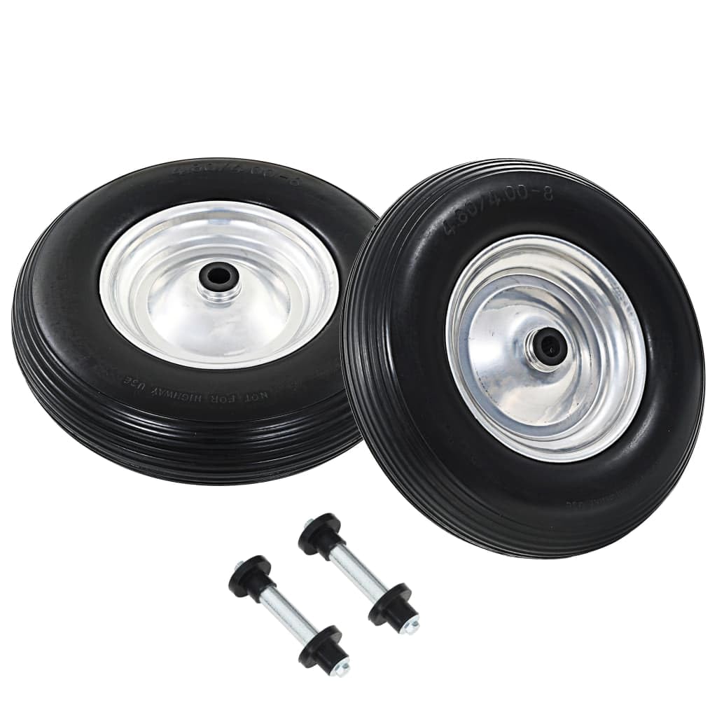 Home & Garden Schubkarrenräder 2 Stück mit Achsen massiv PU 4.00-8 390 mm-Möbelwahl