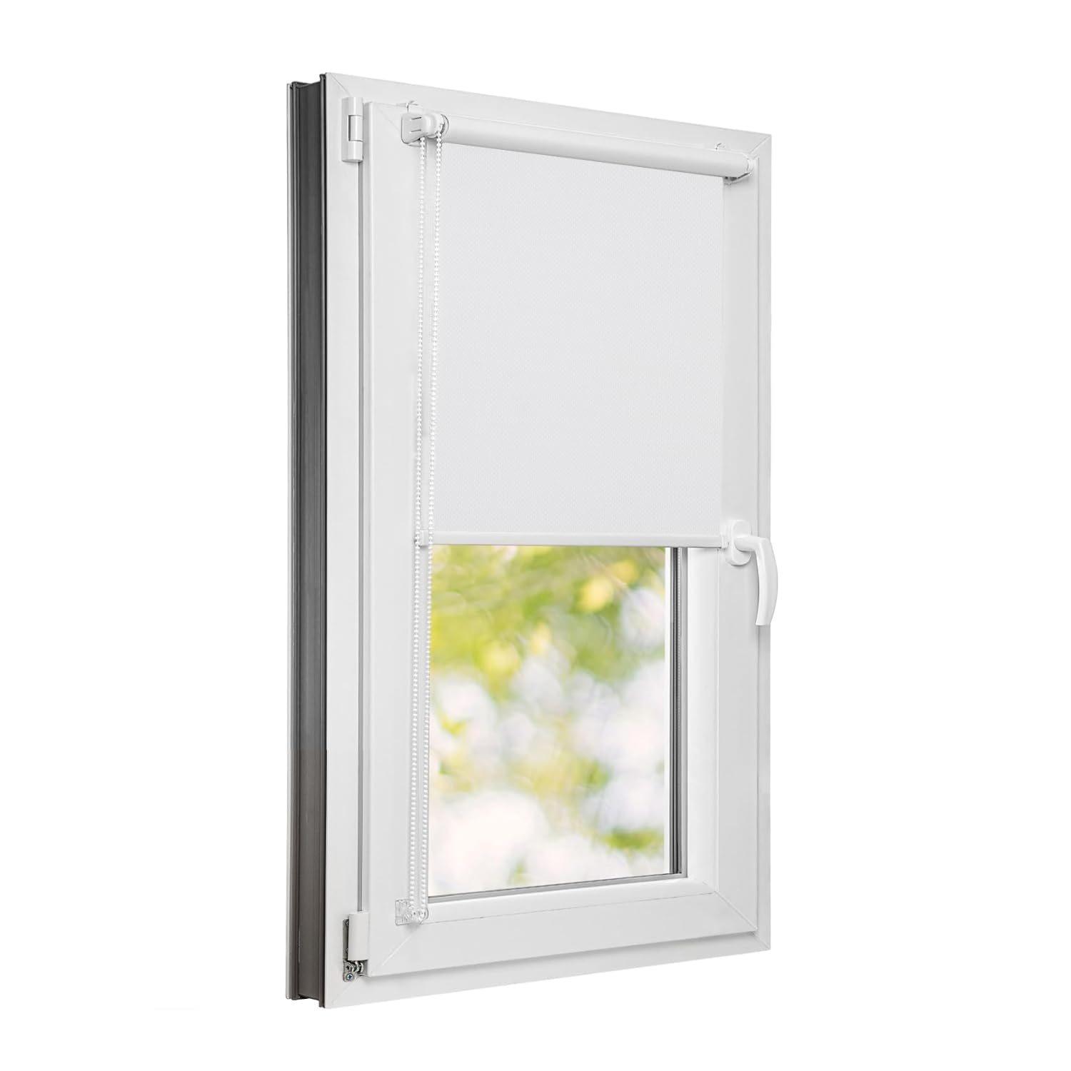 Estika Tenda a rullo semi-trasparente senza forare - 60 x 220 cm - Bianco - per interni, per finestre, tessuto con protezione solare