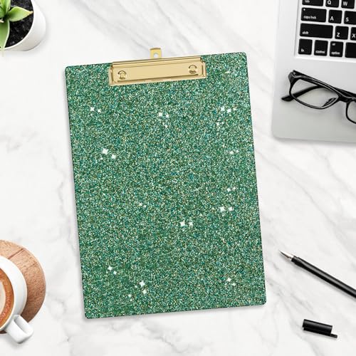 Image of Acrylic Confetti Clipboards, Sparkly Clip Board with Low Profile Gold Clip, Designed for Classroom School and Office Use, A4 Letter Size 9 x 12.5 in, Green
