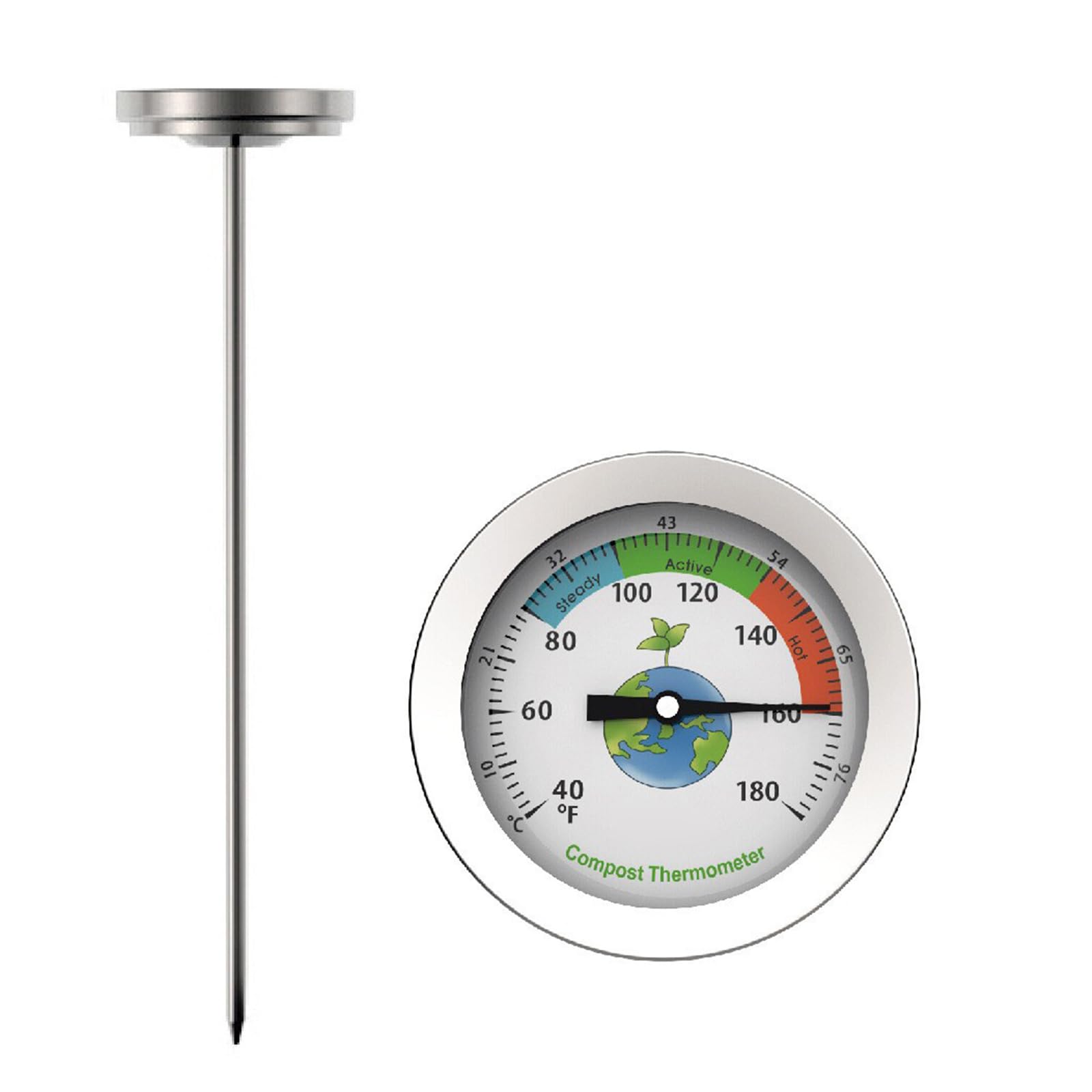 Fromceo Earth Rustproof 200Mm Stainless Steel Temperature Probe For Efficient Composting And Agriculture Plant Growth Home Farm Use Garden Soil Temperature Meter