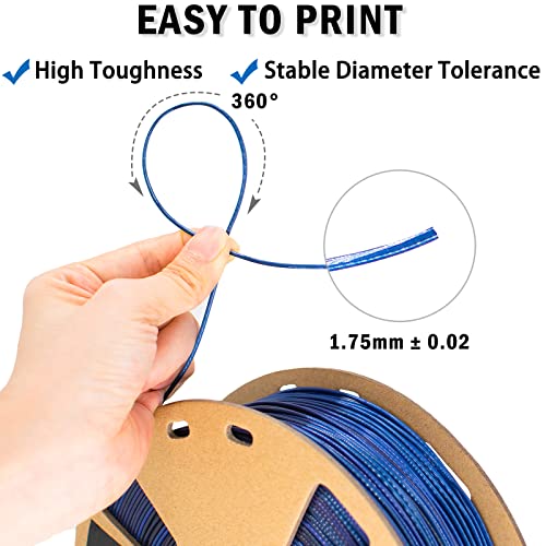Image of 3D Printer Filament, PLA Filament 1.75mm, Silk Black Blue Color Changing, Silk PLA Filament, 3D Printing Filament 1.75 + /-0.02mm, 1kg