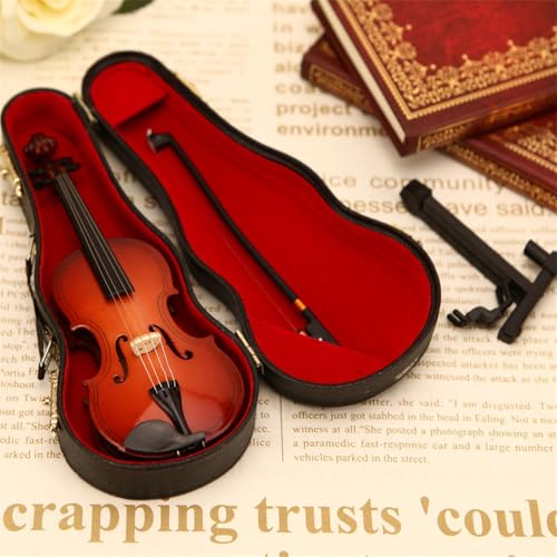 Maison de poupée accessoires type violon miniature pour cadeau mélomane - 6