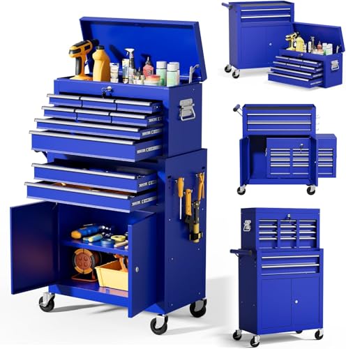 LegacyAmerhome 10-Drawer Rolling Tool Chest with Wheels, 2 in 1 Lockable Tool Box with Drawers,...