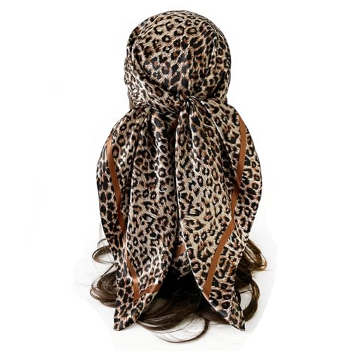 FGSS Fashion Leopard-Scarf for Women - Classic Long Wrap-Shawl Scarves Lightweight Soft Headband Khaki-Prints