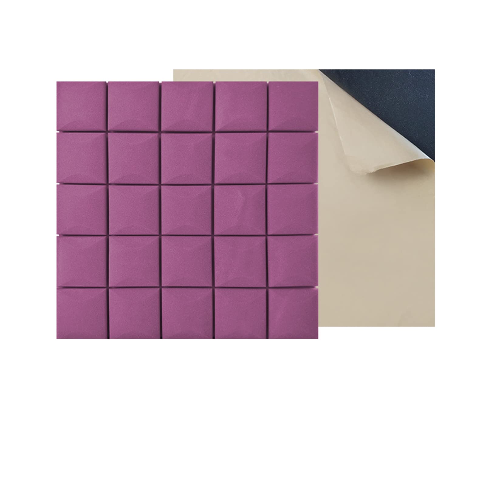 Samoprzylepne panele z pianki akustycznej do izolacji akustycznej, pianka redukująca hałas, do studia i biura, 50 x 50 x 5 cm, idealne do użytku domowego i profesjonalnego