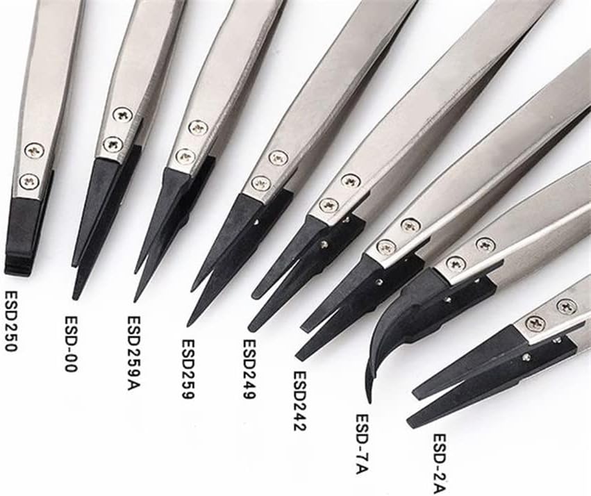 Utoolmart ESD-259A Precision Anti-Static Carbon Fiber Tweezers Stainless Steel Tweezers for Craft Jewelry Electronics