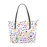 Shoulder Bag for Women Tote Bags Leather Shopper Bag Large Work Music Notes Colorful Handbags Casual